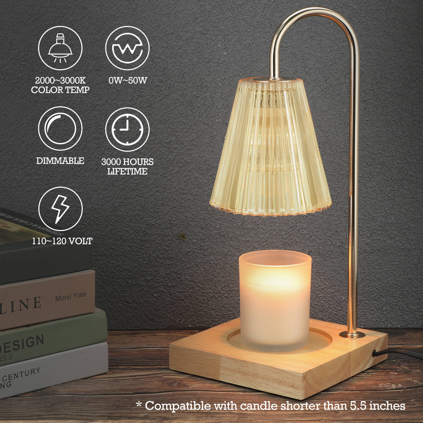 Vintage Candle Warmer Lamp (Amber) - Image 5