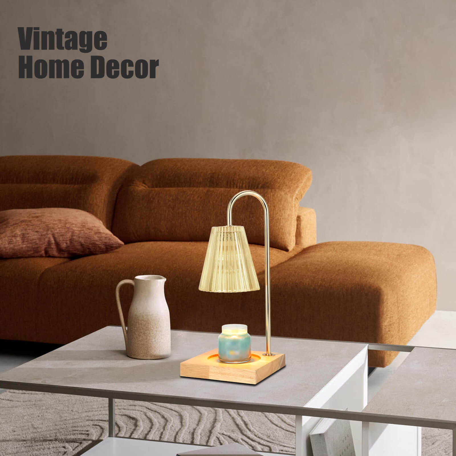 Vintage Candle Warmer Lamp (Amber) - Image 8