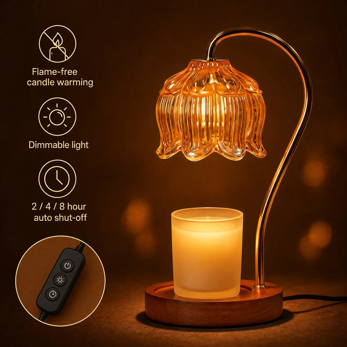 Glass Flower Candle Warmer Lamp key features